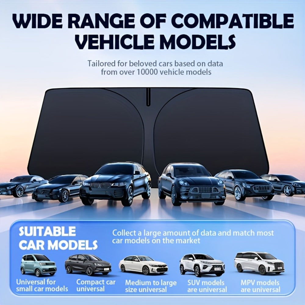 Car Windshield Sun Shade – Foldable Front Window UV Protection Sunshade Blocker, Heat Reflector Visor for Car Interior Cooling