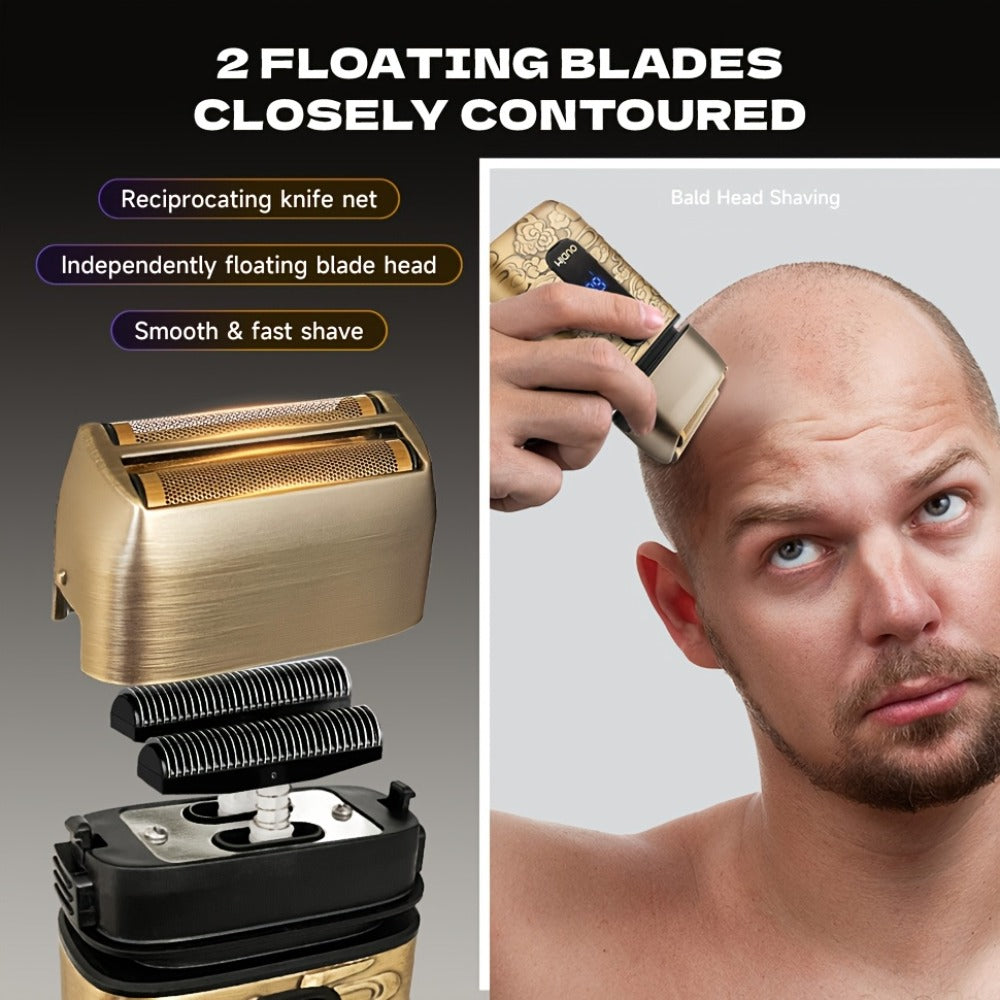 Cordless Electric Foil Shaver Grooming Kit for Men with Barber Shears Beard Mustache Trimmer Bald Head Razor Haircutting Set Father's Day