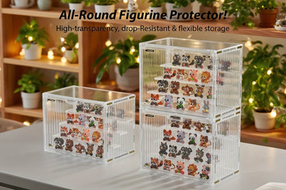 4-Tier Acrylic Figure Display Case with Magnetic Design – Clear Collector Showcase Box for Action Figures Dolls Funko Pop Anime Desktop