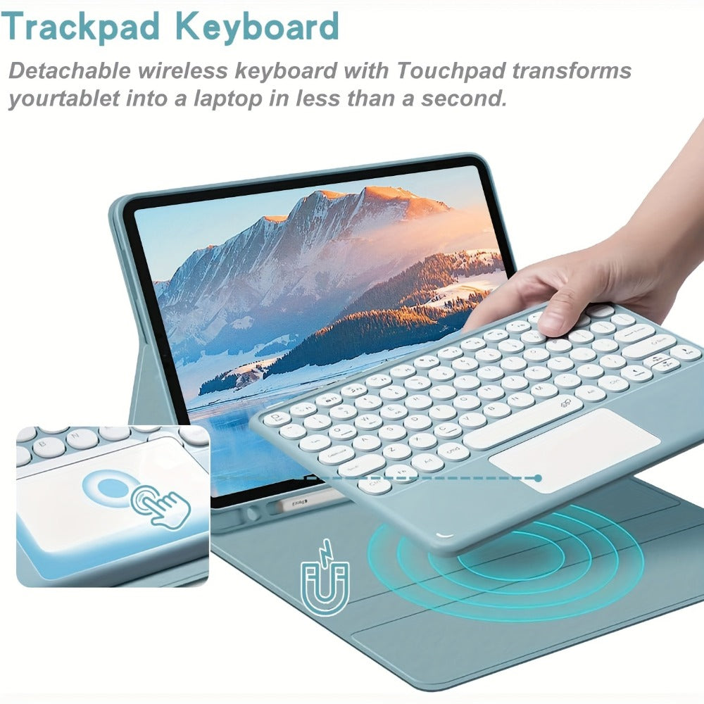 360° Rotatable iPad Keyboard Case with Backlit Keys, Trackpad & Apple Pencil Holder, Compatible with iPad Pro 11"