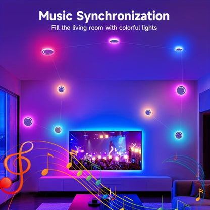 LED Atmosphere Lights Set of 9, Smart RGB App Control with Music Sync & Unit Jump Dimming, Romantic Ambient Lighting for Living Room