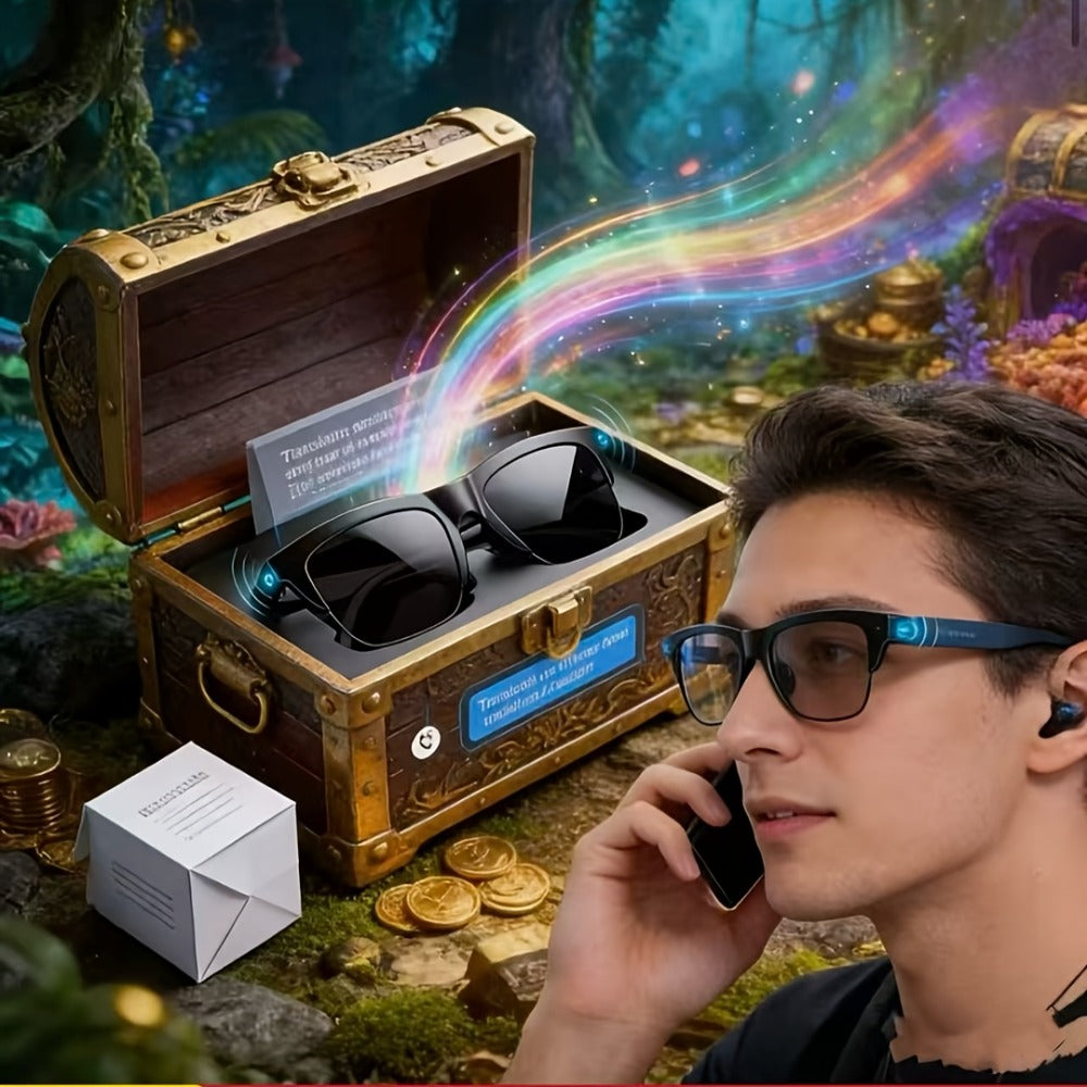 AI Translation Glasses with Real-Time Interpreter & Meeting Notes Summary, High-Speed WiFi, Smart Earphones