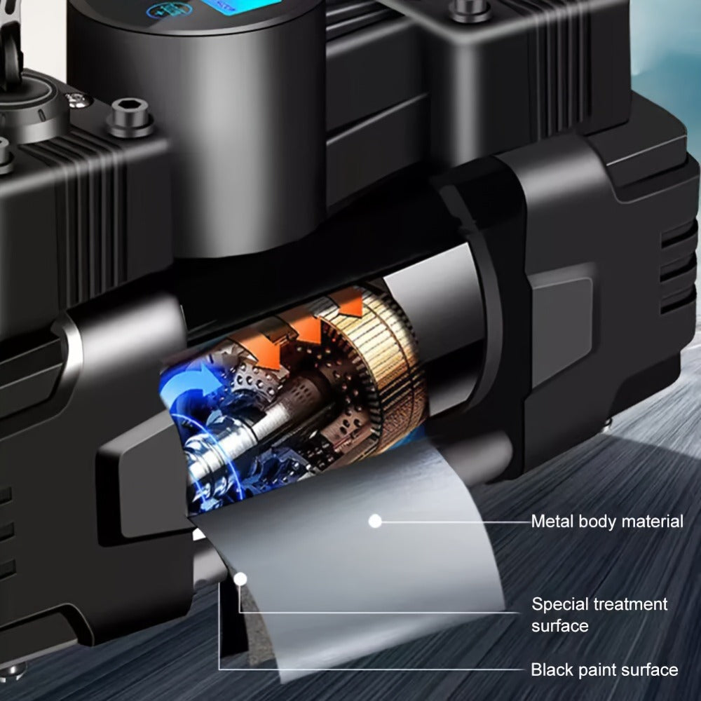 Dual-Cylinder Portable Tire Inflator with Pointer Gauge, Digital Gauge or Digital Display Options