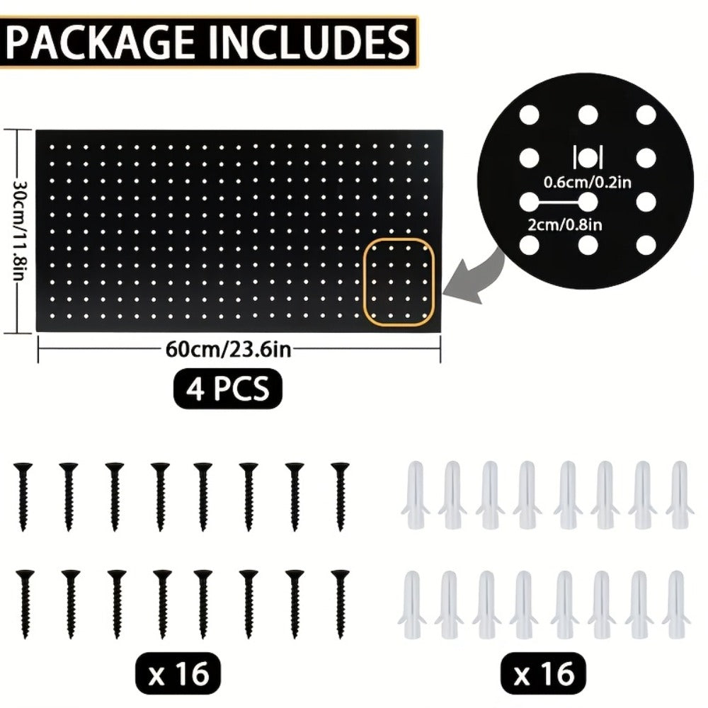 Metal Pegboard Wall Panels Garage Tool Storage Organizer Steel Peg Board Wall Mounted Workshop Shed Craft Room 2 Pack 4 Pack