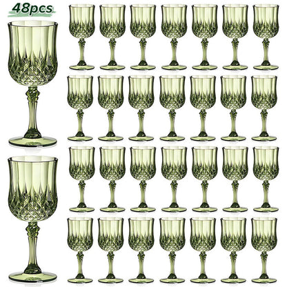 Plastic Champagne Glasses 48 Pack – 7oz Stemmed Crystal Clear Reusable Cups for Wedding, Party, Bridal Shower, Christmas, Halloween