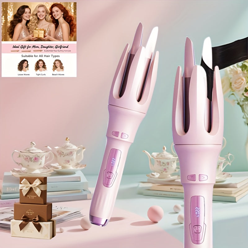 Automatic Rotating Curling Iron 4 Temperature Settings 40M Negative Ion Ceramic Barrel, for Home, Travel and Salon Hair Styling