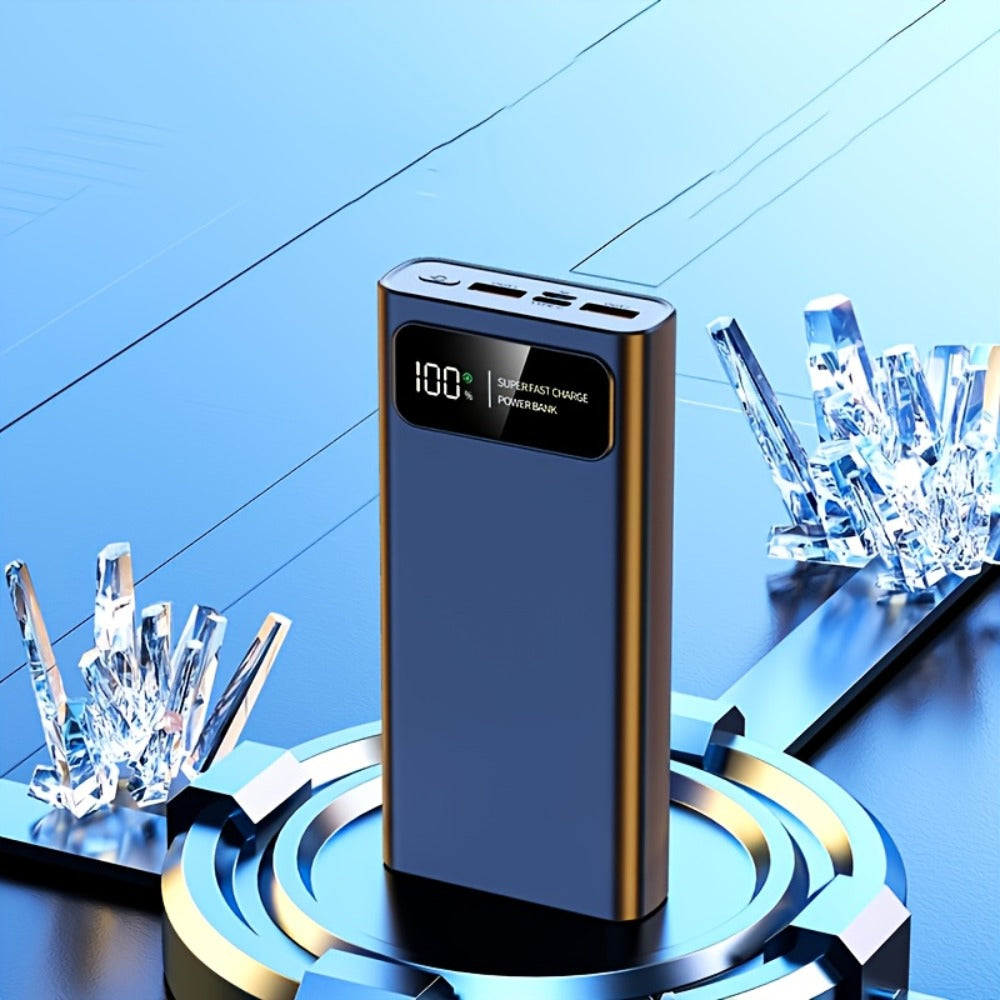 Power Bank 30000mAh 22.5W with Two-Way Charging, Dual USB, USB-C and Digital Display in White