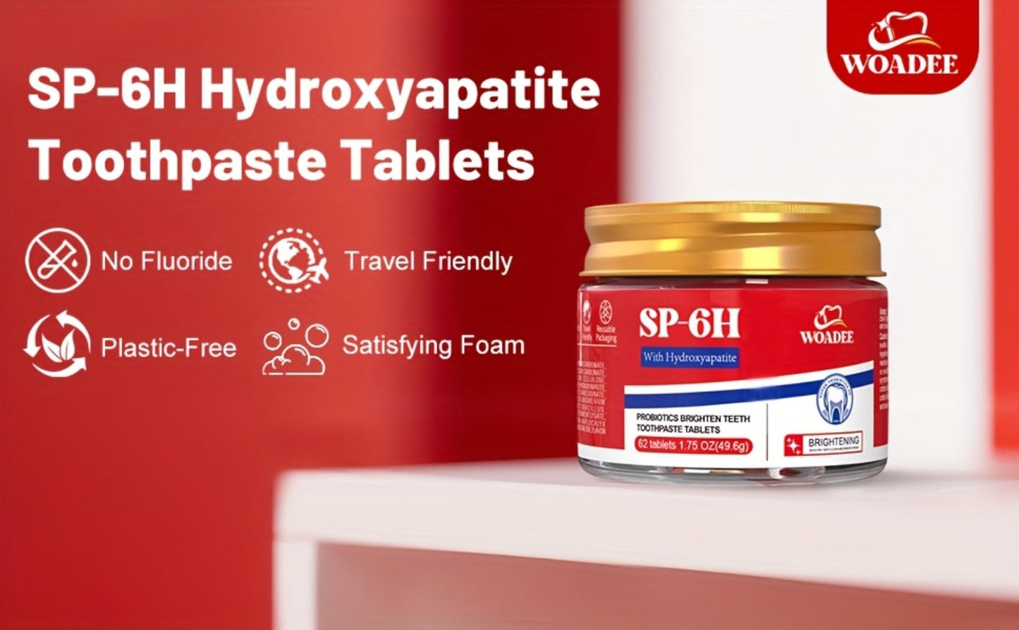 Toothpaste Tablets Hydroxyapatite Fluoride Free - 62 Count Chewable Solid Toothpaste, Deep Cleaning