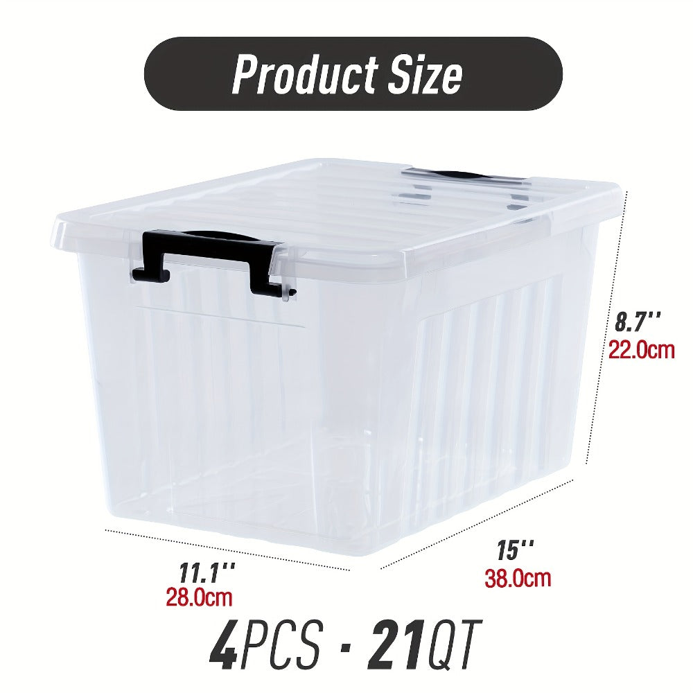 Clear Plastic Storage Bins with Lids 6 Pack Stackable Storage Containers with Snap-Tight Locks for Home, Office, Garage & Basement