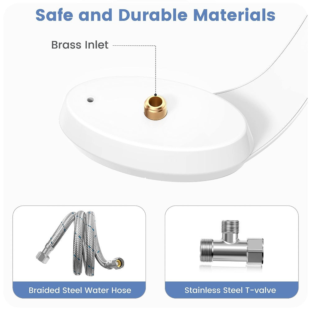 Ultra-Slim Non-Electric Bidet Attachment for Toilet, Self-Cleaning Dual Retractable Nozzles, Adjustable Water Pressure, Fresh Water Sprayer