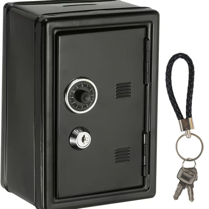 Metal Coin Bank with Key & Combination Lock – Secure Cash Storage Piggy Bank with Removable Drawer for Kids & Adults, Back to School