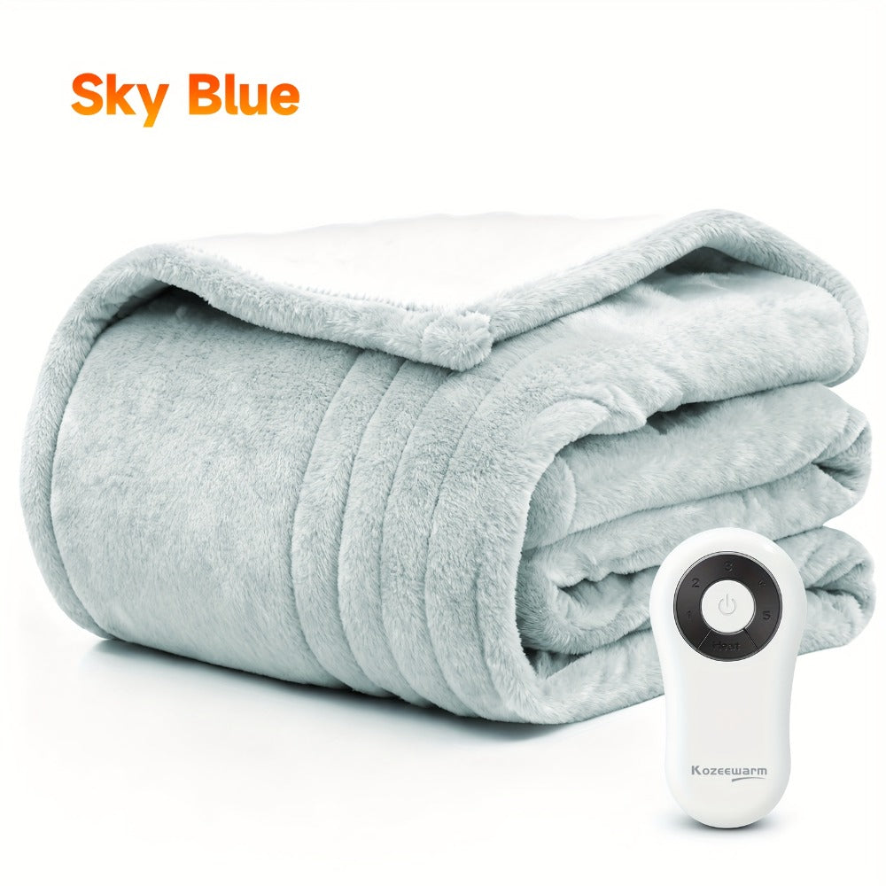 Dual Control Electric Heated Blanket with 10 Heat Levels - Auto Shutoff, Overheat Protection, Fast Heating