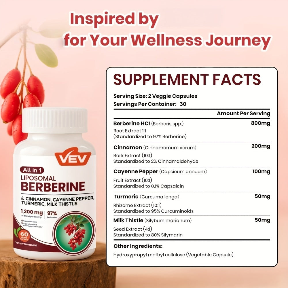 Berberine Supplement with Ceylon Cinnamon, Beet Root & Turmeric, Blood Sugar Support, Metabolic Health