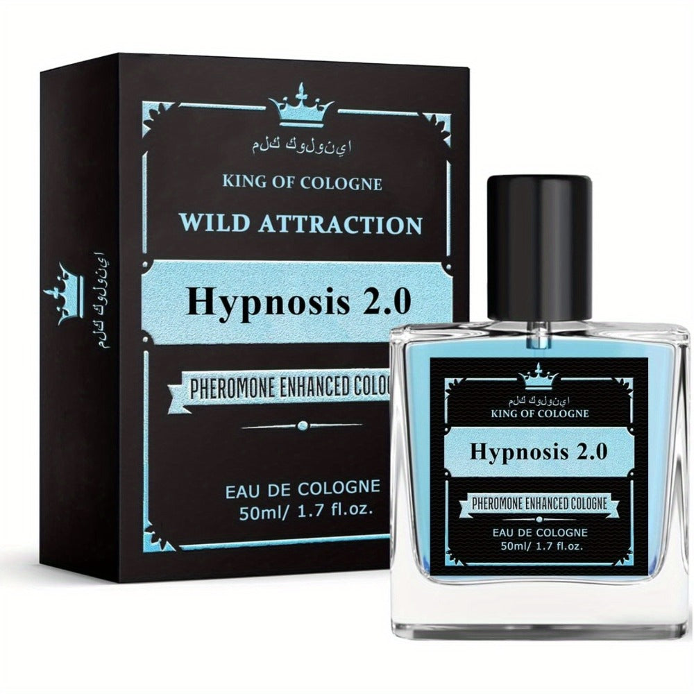 Men's Cologne Hypnosis 2.0 50ml Eau de Cologne Spray in Clear Square Bottle with Black Cap and Box