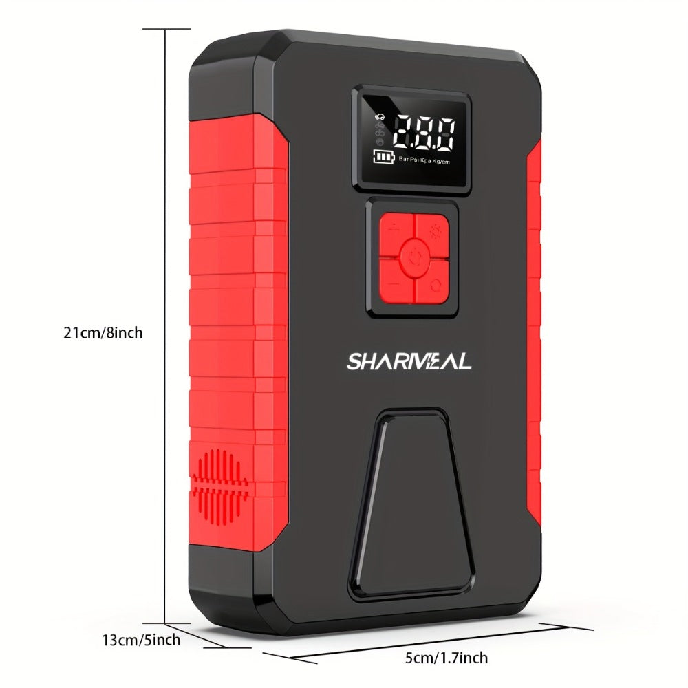 Portable Jump Starter with Air Compressor – 15000A-19000A Peak 350PSI 12V 17-in-1 Car Battery Jump Starter, Digital Display