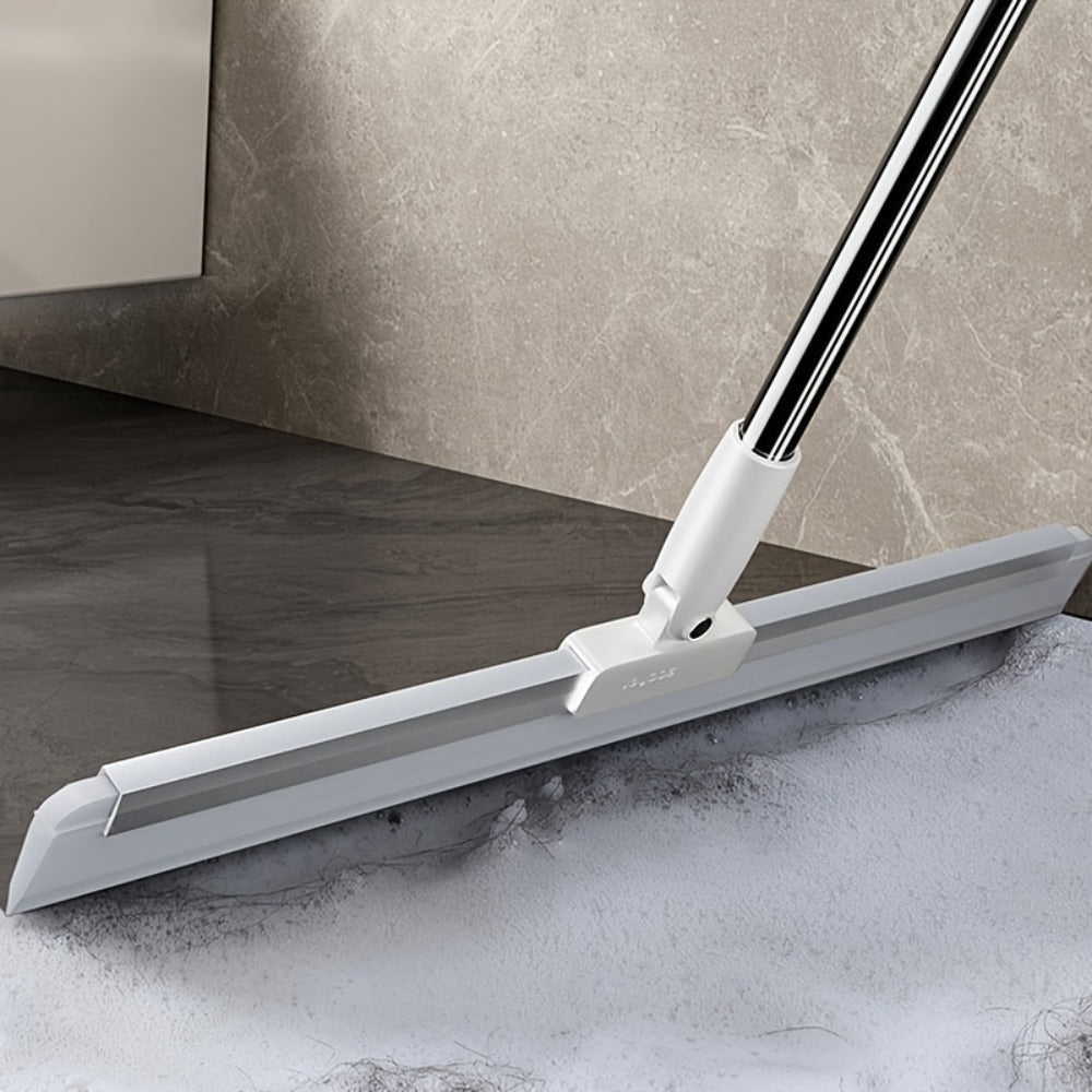 Silicone Squeegee Broom with Detachable Rotatable Head Long Stainless Steel Handle Floor for Entryways, Bedrooms and Living Spaces