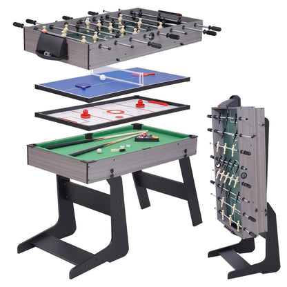 4-in-1 Multi-Game Table 54 Inch Foldable – Table Tennis, Air Hockey, Billiards & Foosball – Combo Game Table for Adults