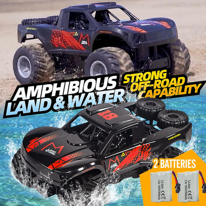 RC Monster Truck or Pickup 1:16 Scale in Five Body and Color Styles with 4WD Layout and Two Rechargeable Batteries