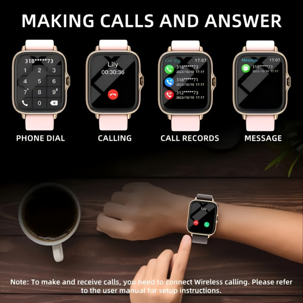 Smartwatch with Bluetooth Calling 1.91" AMOLED HD Touch Screen, Voice Assistant, Music Playback, Built-in Mic & Speaker, Multi-Sport