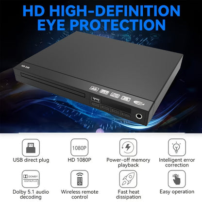 Black HDMI DVD Player with USB Port, HDMI and RCA Outputs, Remote Control and Both Cables Included