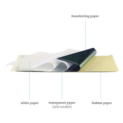 Tattoo Stencil Transfer Kit, 2x Transfer Gel, 10x A4 Blank Thermal Stencil Paper & 1x Pre-Drawn Pattern Sheet