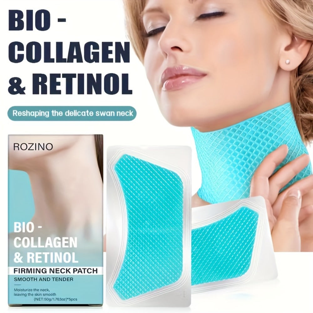 Bio-Collagen & Retinol Neck Patches 10pcs, Gel Neck Mask for Tightening, Smoothing & Anti-Sagging