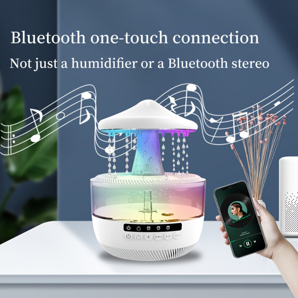 Cool Mist Humidifier with 7-Color Night Light Raindrop Music Design Dual Mist Output 26dB Ultra-Quiet 24H Operation Visible Water Level