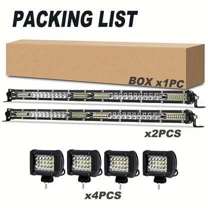 LED Work Light Bar Kit for Off-Road Truck Jeep SUV ATV UTV Tractor, 12-24V 2000-3000LM Combo 22in 10in + 4in Spot Flood Lights