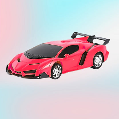 Remote Control Car, 1:18 Transforming Robot Model with One-Button Change, LED Lights, 360° Drift and Four Colors