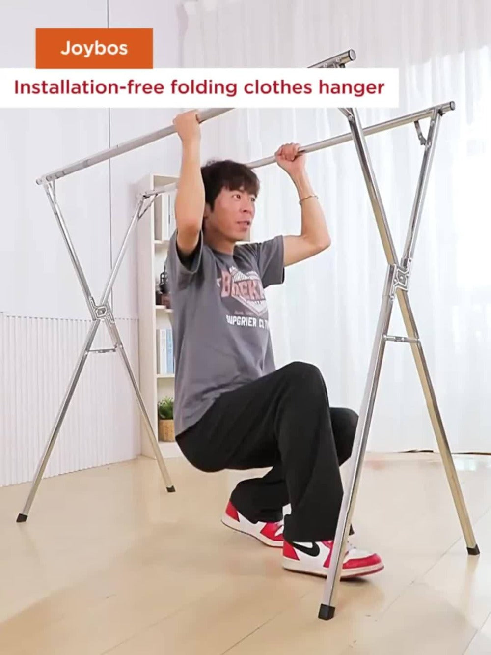 Retractable Stainless Steel Clothes Drying Rack with Dual Rods and 42.52-62.99 or 48.43-78.74-Inch Sizes