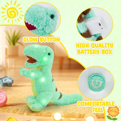 Plush Toy Light-Up Tyrannosaurus Rex with Music or No-Music choices Choices and Soft Fabric