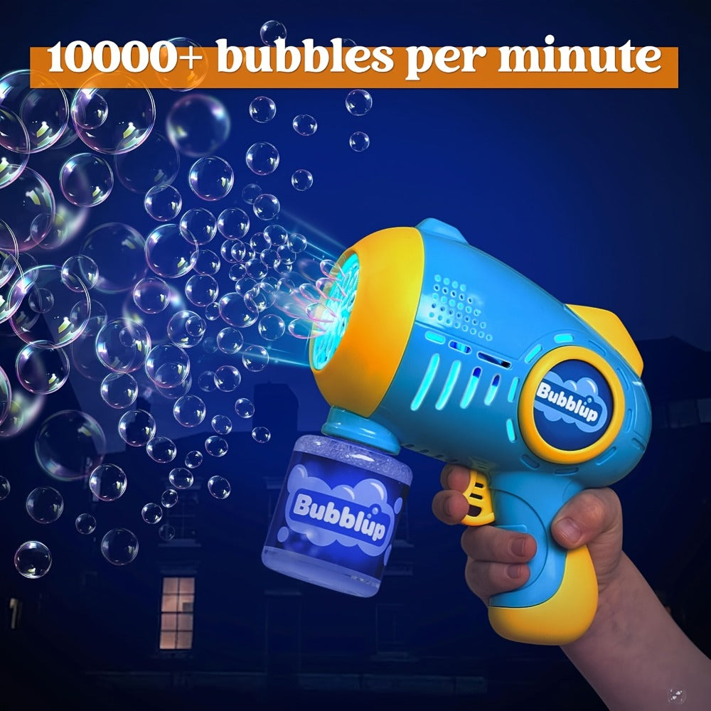 LED Light Up Bubble Gun 2 Pack with 4 Bottles Solution, 10-Hole Bubble Shooter 10000+ Bubbles Per Minute for Kids Adults