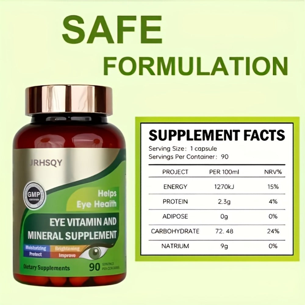 Lutein & Zeaxanthin Eye Vitamins Supplement with Zinc, Vitamin C & E, Advanced Vision & Macular Health