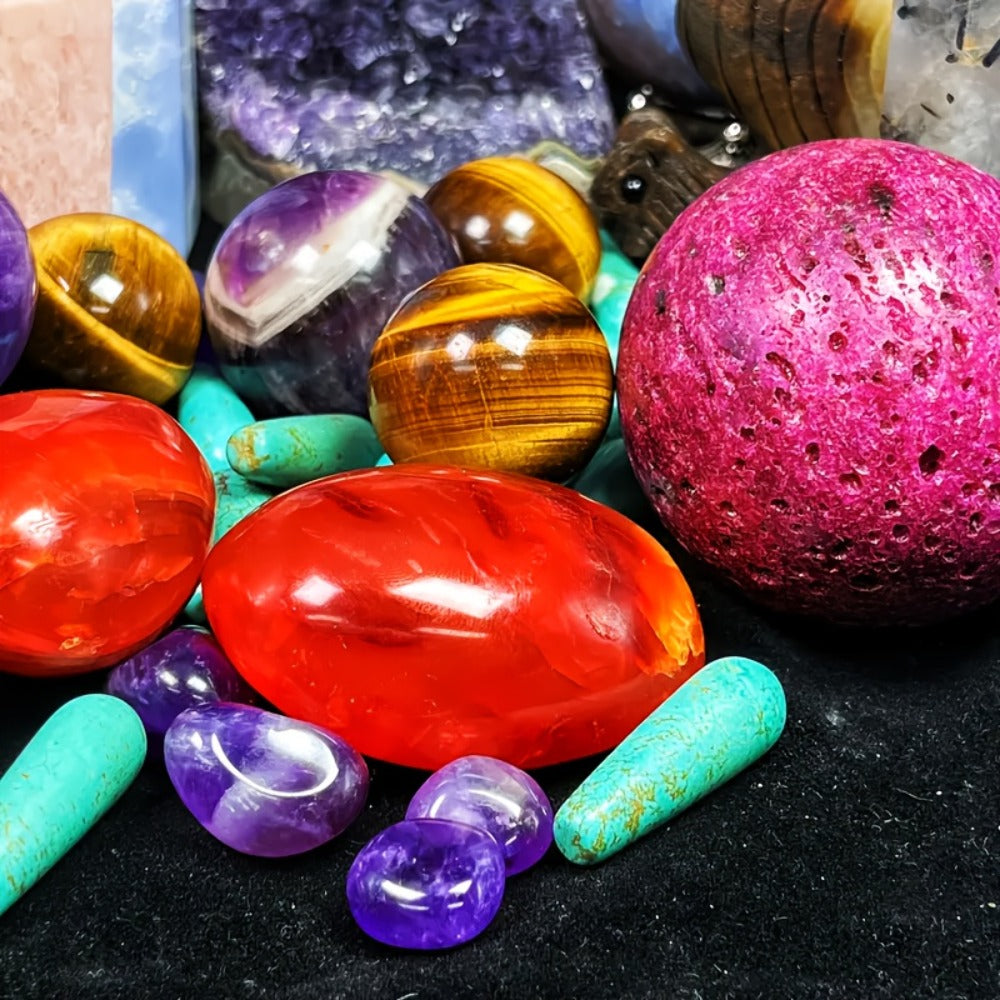Crystal Gemstone Box Set, Bohemian Natural Raw Healing Stones Assorted Shapes Colorful Lucky Crystals Gift Set for Women