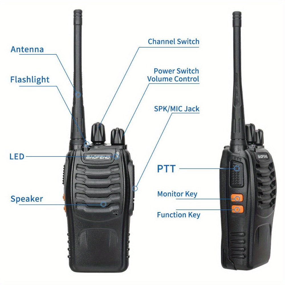 Baofeng BF-888S Walkie Talkie 2-Pack – Long Range UHF Two Way Radio, Wireless Frequency Copy, Portable Ham Radio for Hunting, Hiking