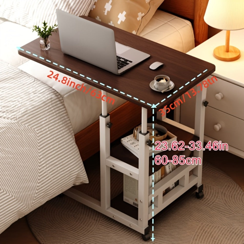 Adjustable Overbed Table with Rolling Shelf Frame and Six Color Checkout Options from Burlap to Deep Glacier