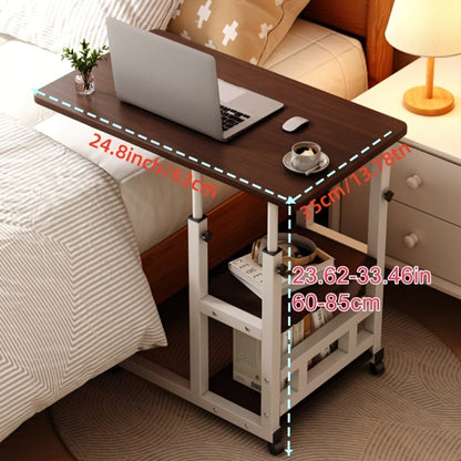 Adjustable Overbed Table with Rolling Shelf Frame and Six Color Checkout Options from Burlap to Deep Glacier