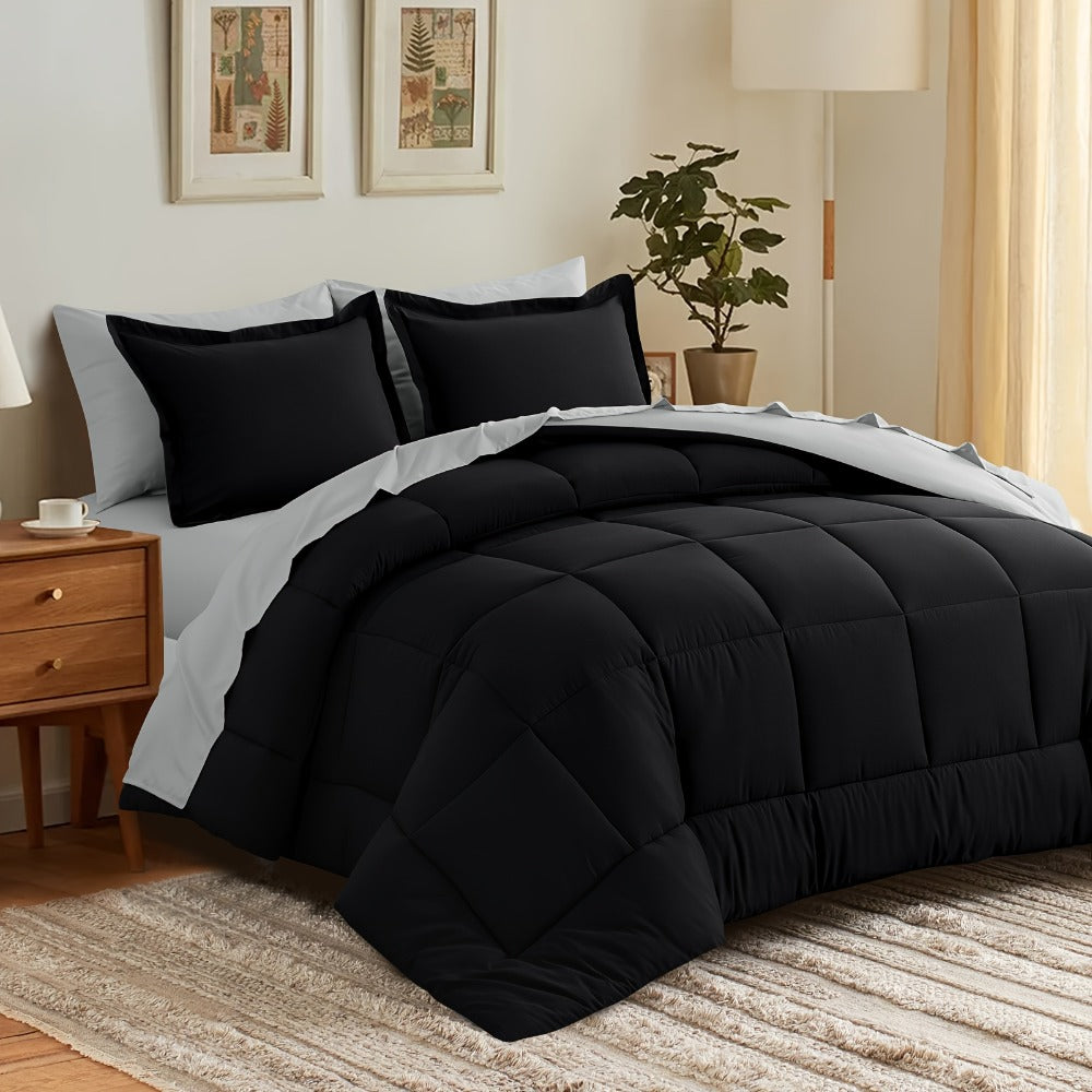 7 Piece Comforter Set Luxury Soft Fluffy Bedding All Season Bed in a Bag with Comforter Fitted Sheet Flat Sheet Pillowcases Hypoallergenic