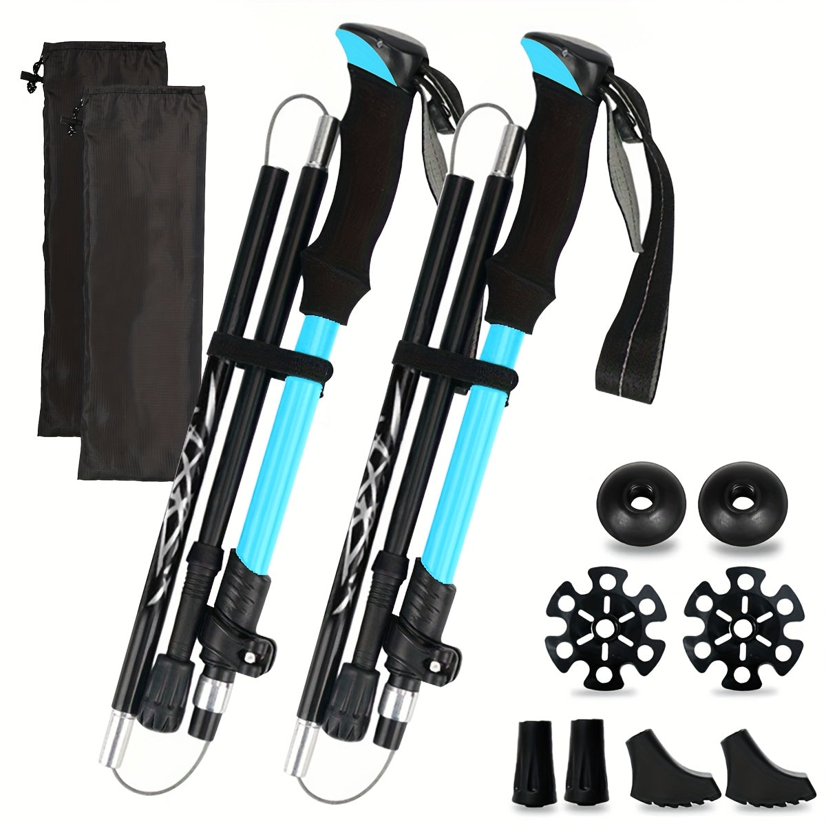 Aluminum Trekking Poles Set of 2 – Lightweight Quick-Lock Foldable Hiking Sticks with Ergonomic Non-Slip Grips