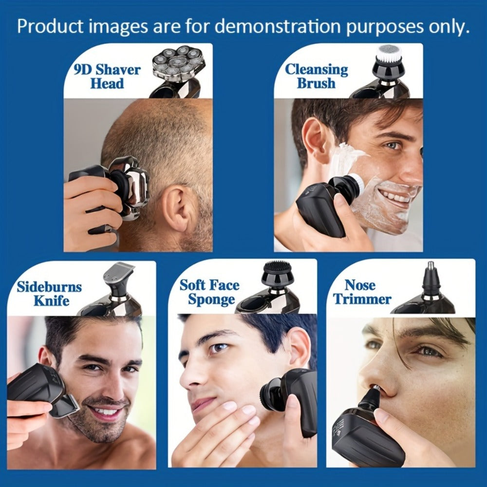 Bald Head Shaver Electric - 5-in-1 Rechargeable Grooming Kit with Type-C Fast Charging for Everyday Face, Beard and Body Grooming