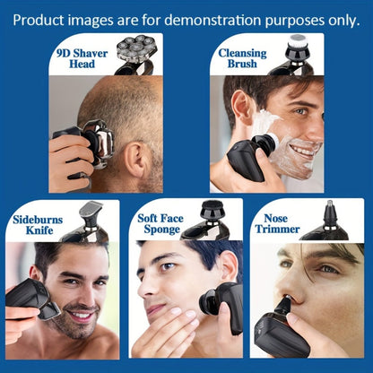 Bald Head Shaver Electric - 5-in-1 Rechargeable Grooming Kit with Type-C Fast Charging for Everyday Face, Beard and Body Grooming