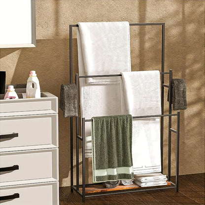 Towel Rack Freestanding 47 Inch Tall 3-Tier Floor Standing Towel Holder for Bathroom Bedroom Pool Outdoor