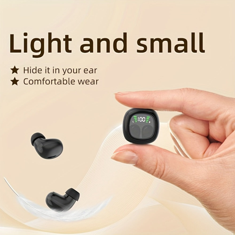 Wireless Earbuds Ultra-Small In-Ear with Touch Control, Built-In Mic and LED Case in Three Colors