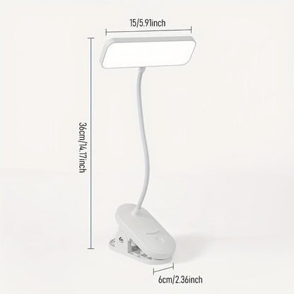 Clamp-On LED Desk Lamp with Flexible 40cm Gooseneck, 6cm Jaw, Three Color Modes and Stepless Dimming