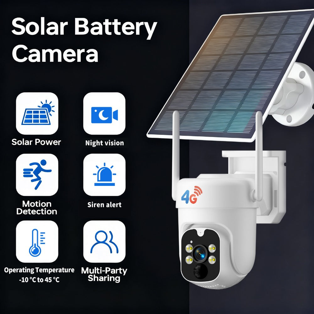 Solar Security Camera 4G Outdoor, AI Smart Alarm, Solar Powered, No WiFi & Wire-Free, 4G LTE Surveillance Camera for Farm