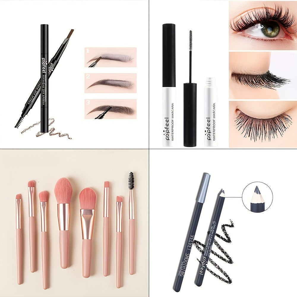 Squalane Eye Makeup Kit 40 Shades – Berry Pink Purple Shimmer Eyeshadow Palette with Mascara, Eyeliner, Brow Pen & Brush