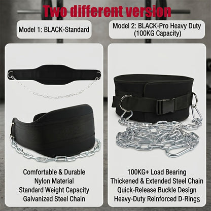 Dip Belt with Chain for Pull Ups & Weighted Dips – Heavy Duty Weightlifting Belt for Squats, CrossFit & Strength Training