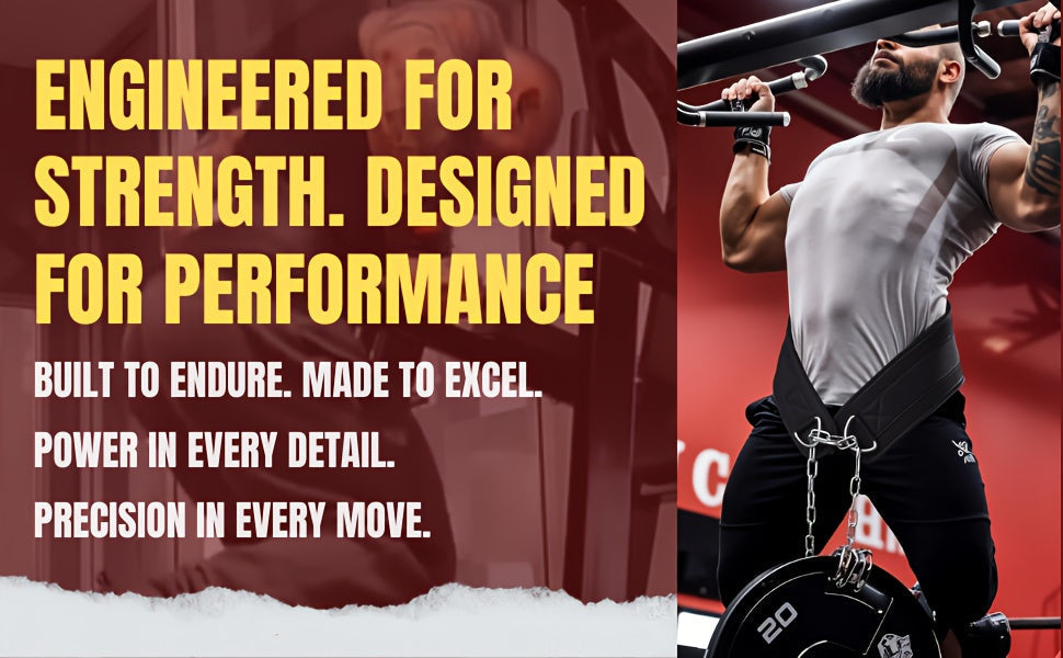 Dip Belt with Chain for Pull Ups & Weighted Dips – Heavy Duty Weightlifting Belt for Squats, CrossFit & Strength Training