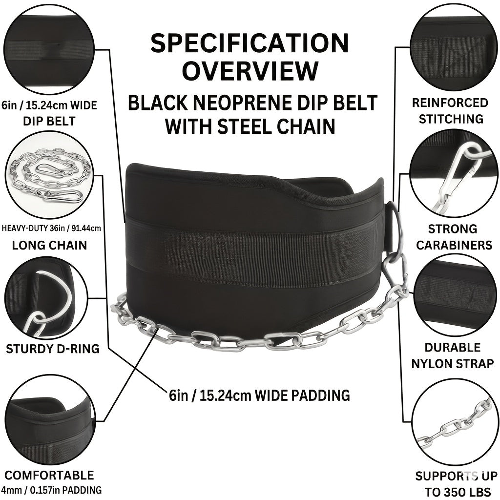 Dip Belt with Chain for Pull Ups & Weighted Dips – Heavy Duty Weightlifting Belt for Squats, CrossFit & Strength Training