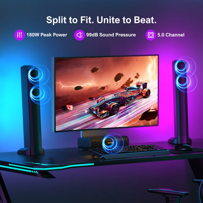 ULTIMEA Soundbar with Built-In Subwoofer – Choose 2.2CH 100W Detachable, 2.1CH 120W App Control, or 5.0CH 180W RGB Surround System